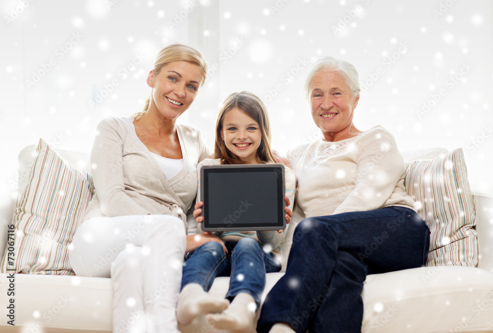 smiling family with tablet pc at home smiling family with tablet pc at home