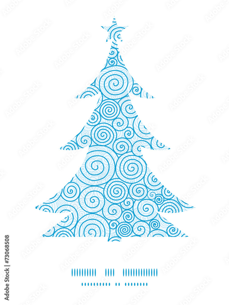 Vector abstract swirls Christmas tree silhouette pattern frame
