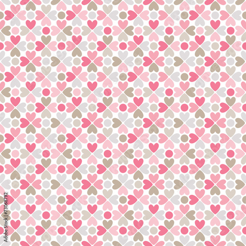 Floral vector seamless pattern. Red, pink, gray, brown and white