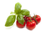 basilic et grappe de tomates bio