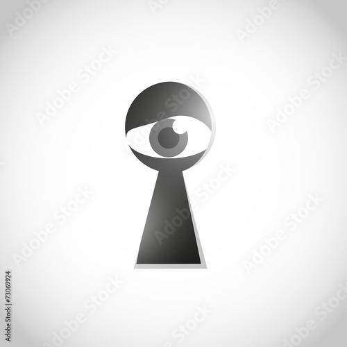 Curios eye looking through keyhole