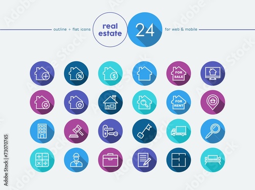 Real estate flat icons set