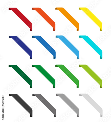 Set of isolated colorful ribbons. Round corners