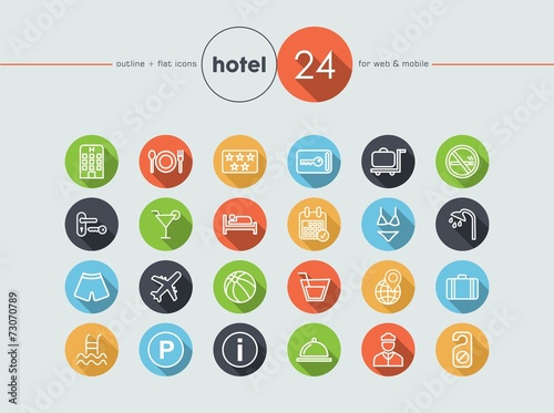 Hotel flat icons set