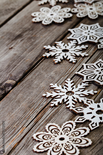 white wooden snowflakes