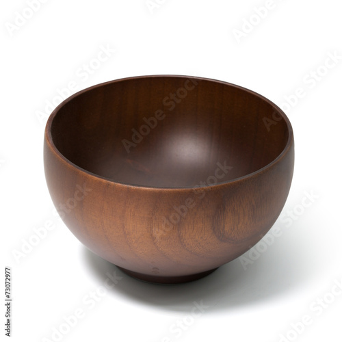 Wooden bowl isolated on white background
