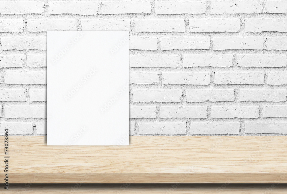 Blank paper poster and brick wall background, template Blank paper poster and brick wall background, template