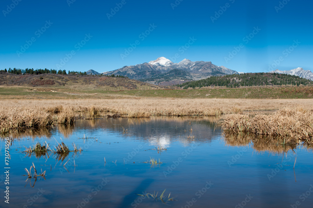 Fototapeta premium mountain reflect at the swamp 
