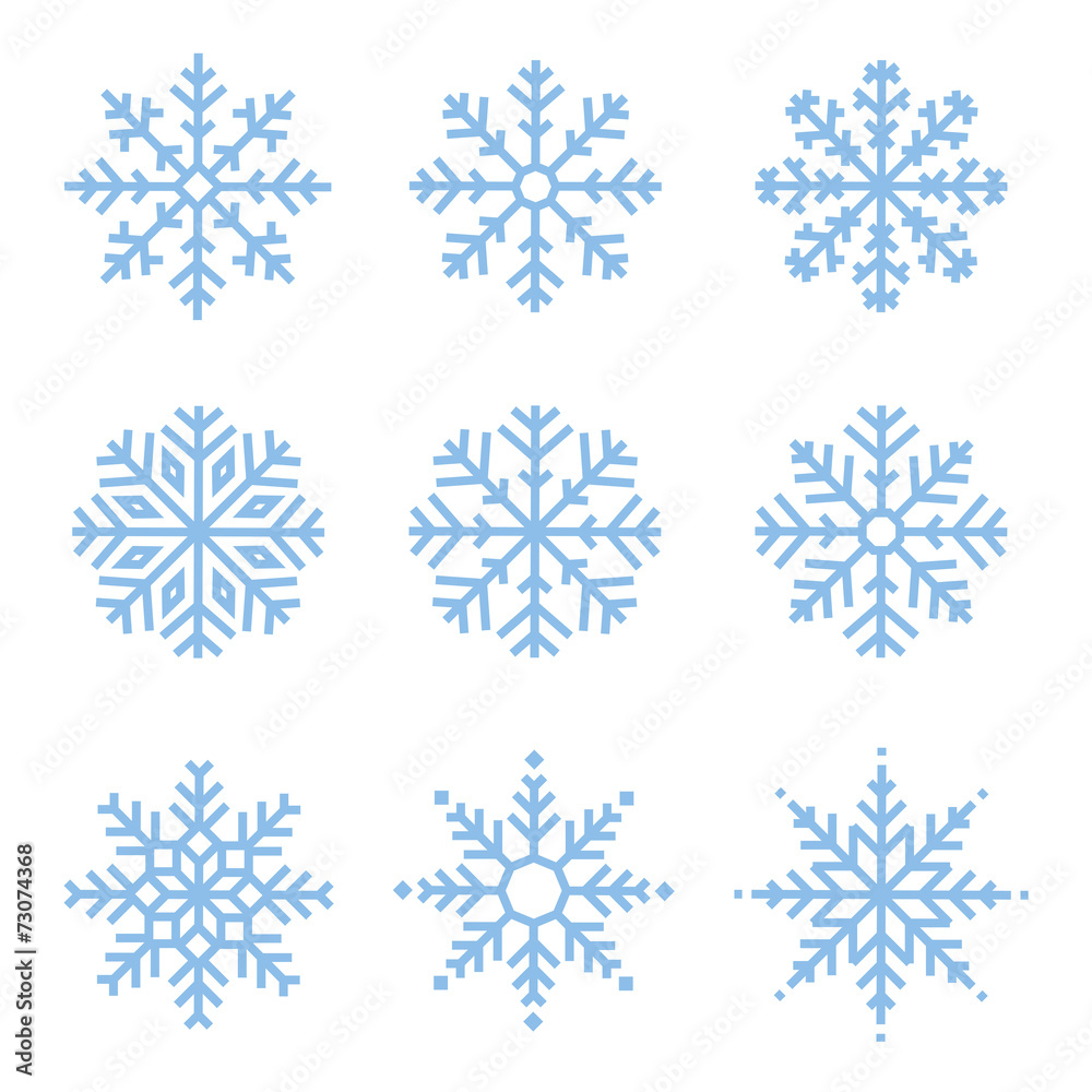 Various winter snowflakes set Various winter snowflakes set