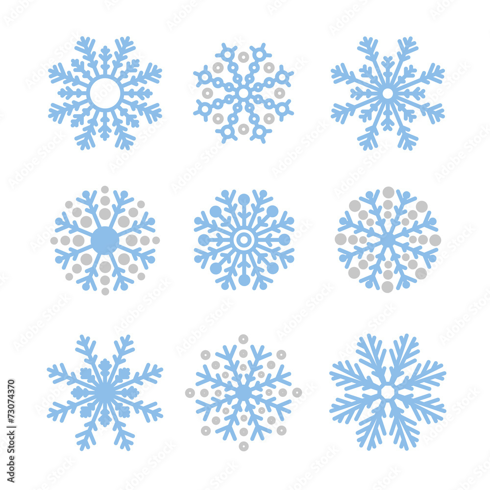 Various winter snowflakes set