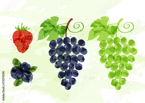 Set of colorful fresh fruit stains