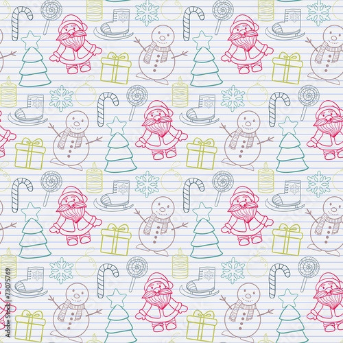 Vector seamless   Happy New Year and Merry Christmas pattern