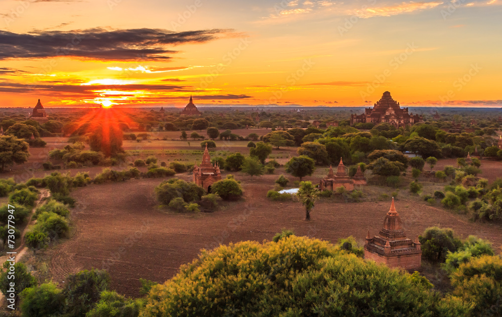 View of ancient pagoda at Old Bagan in Bagan-Nyaung U of Myanmar View of ancient pagoda at Old Bagan in Bagan-Nyaung U of Myanmar