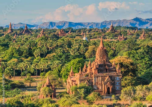 View of ancient pagoda at Old Bagan in Bagan-Nyaung U of Myanmar