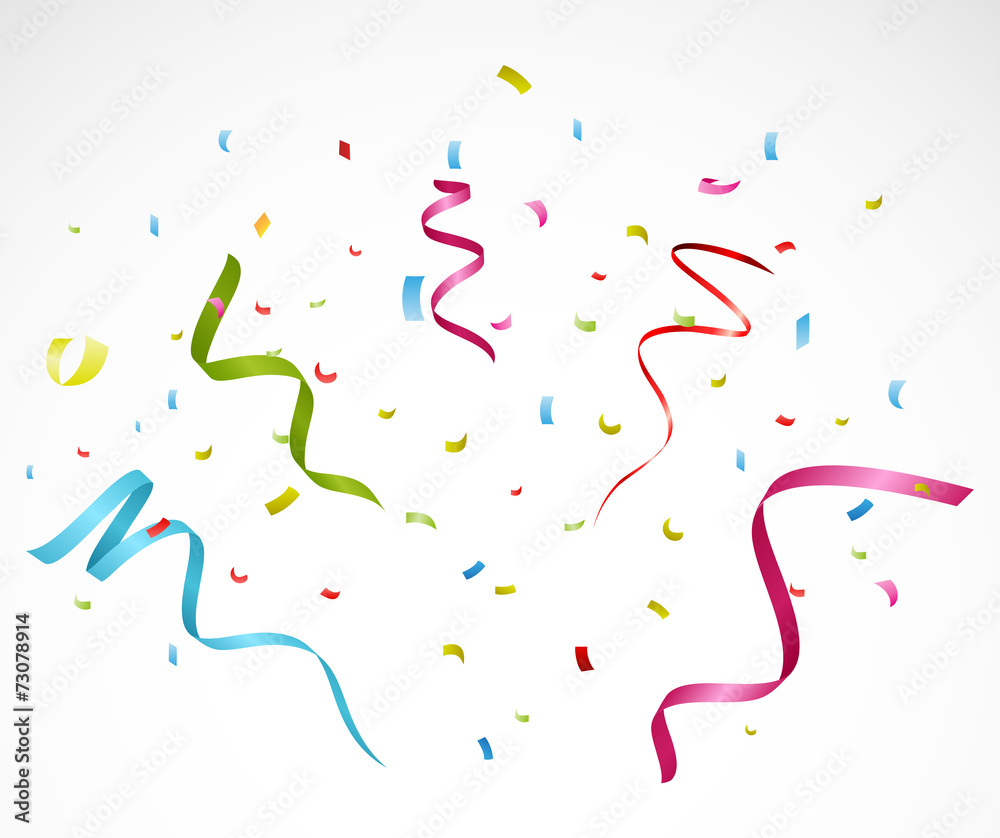 Colorful confetti on white background