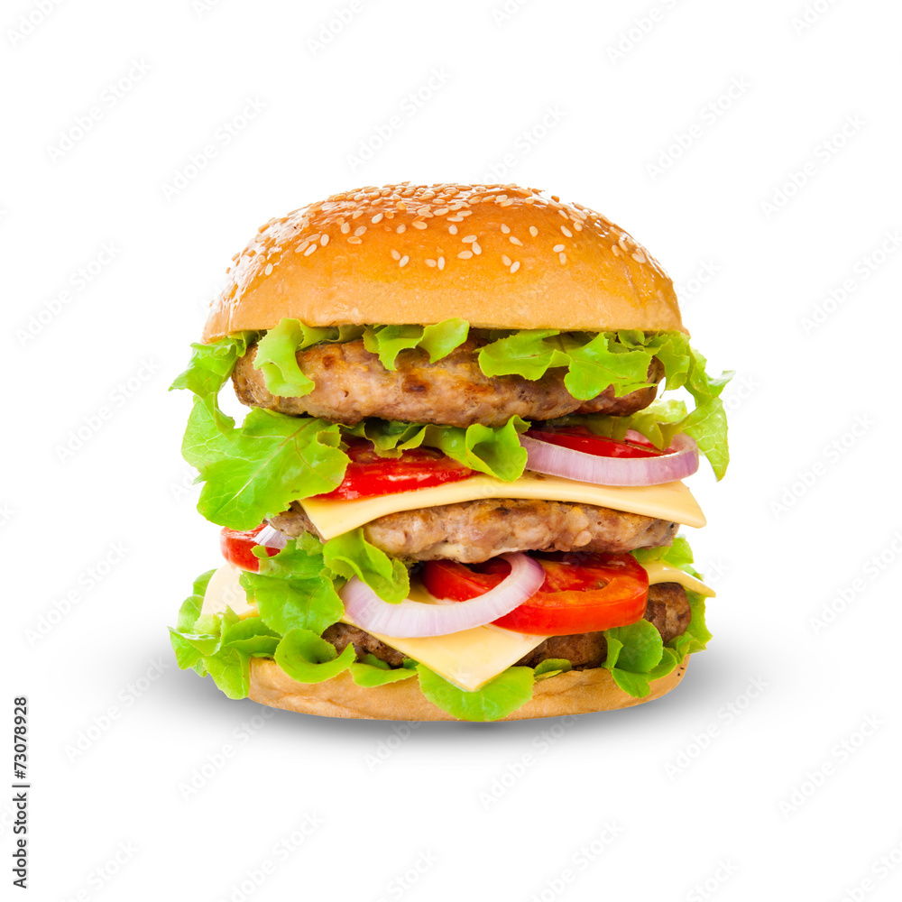 Big hamburger on white background Big hamburger on white background