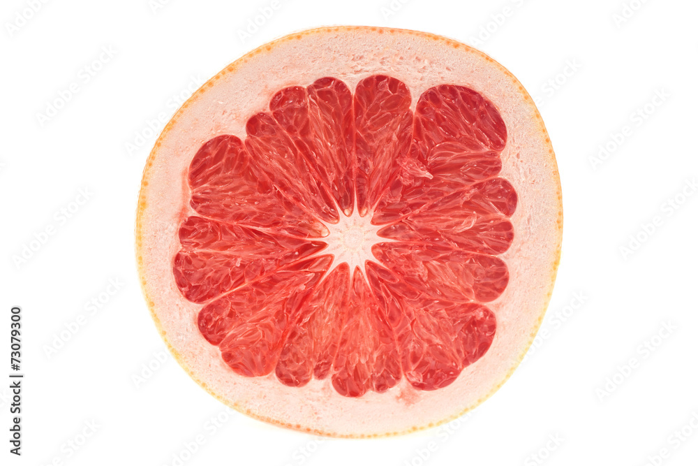 Red Grapefruit Portion On White Red Grapefruit Portion On White