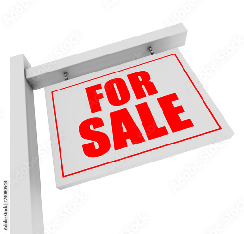 For sale banner on white background