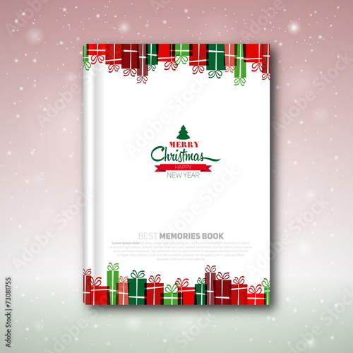 Christmas book cover or flyer template, vector