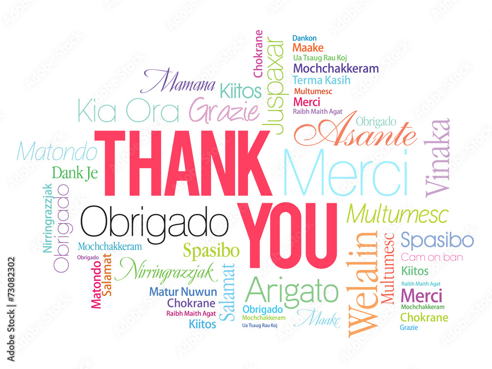 Obraz premium Colorful Thank You Word Cloud in vector format