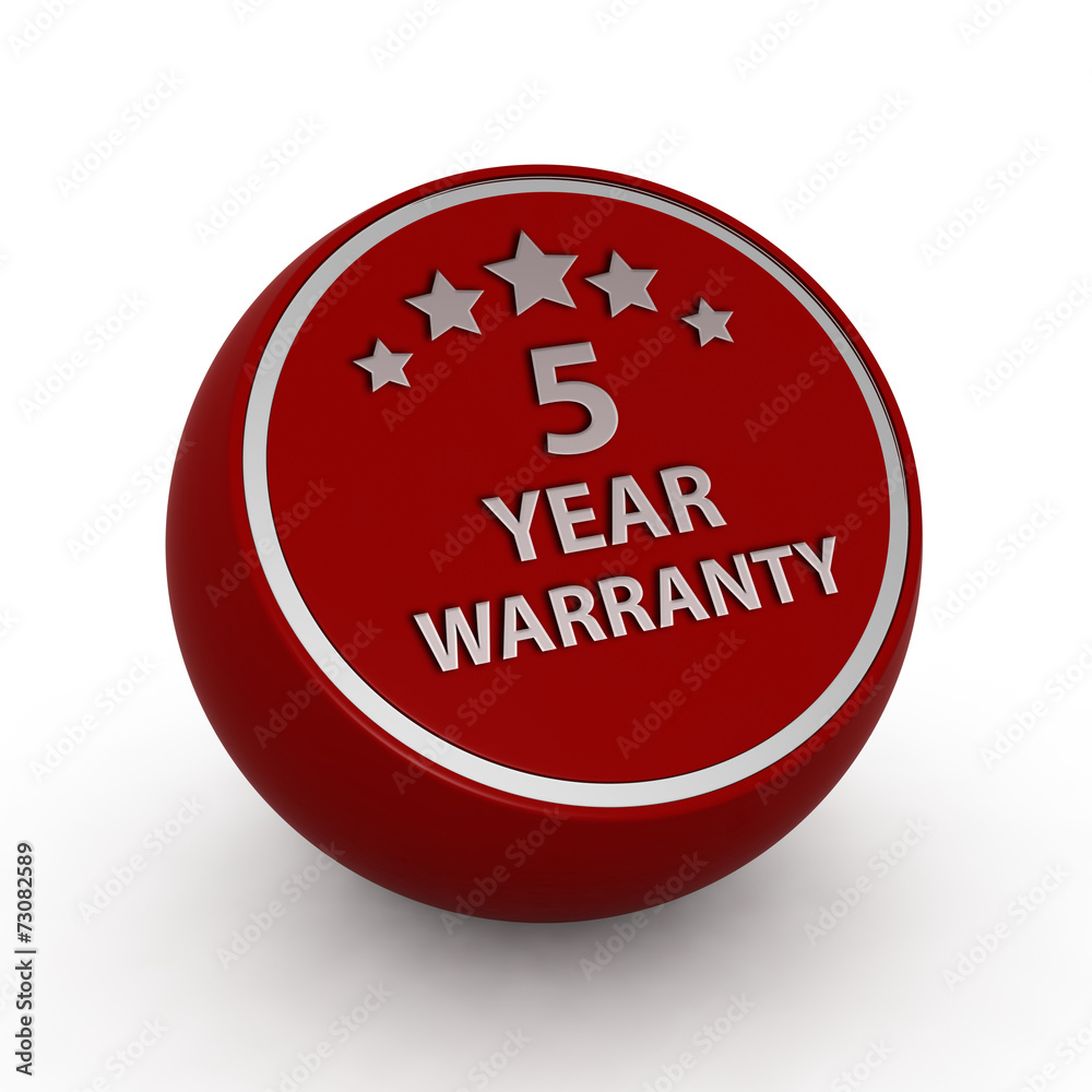 Five year warranty circular icon on white background Five year warranty circular icon on white background