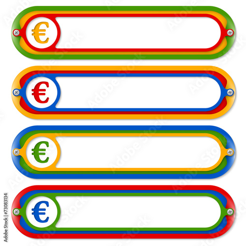 four colored frames for any text with euro symbol