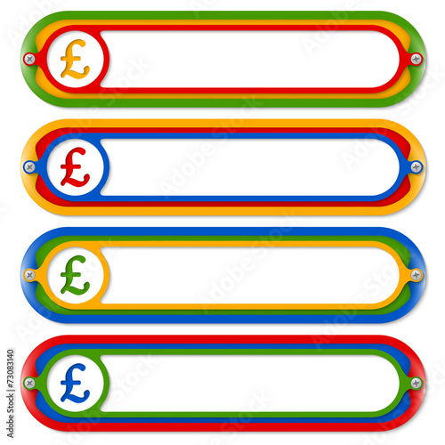 four colored frames for any text with pound sterling symbol