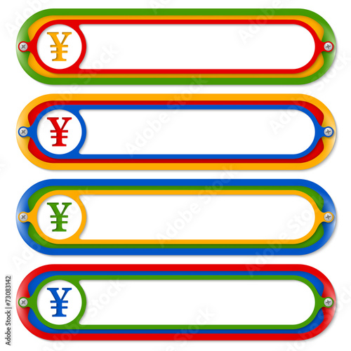 four colored frames for any text with yen symbol