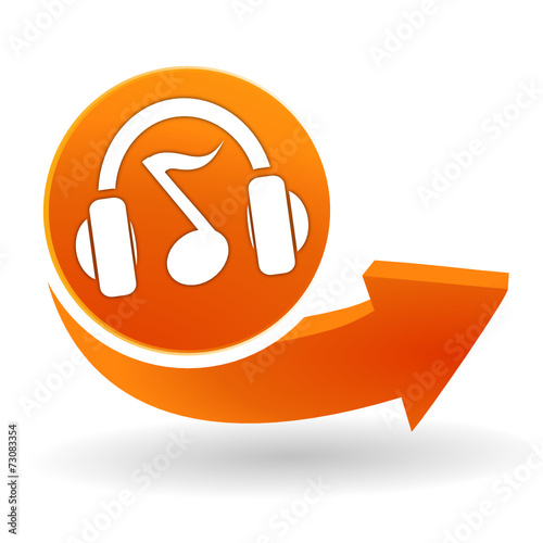 casque audio sur bouton web orange