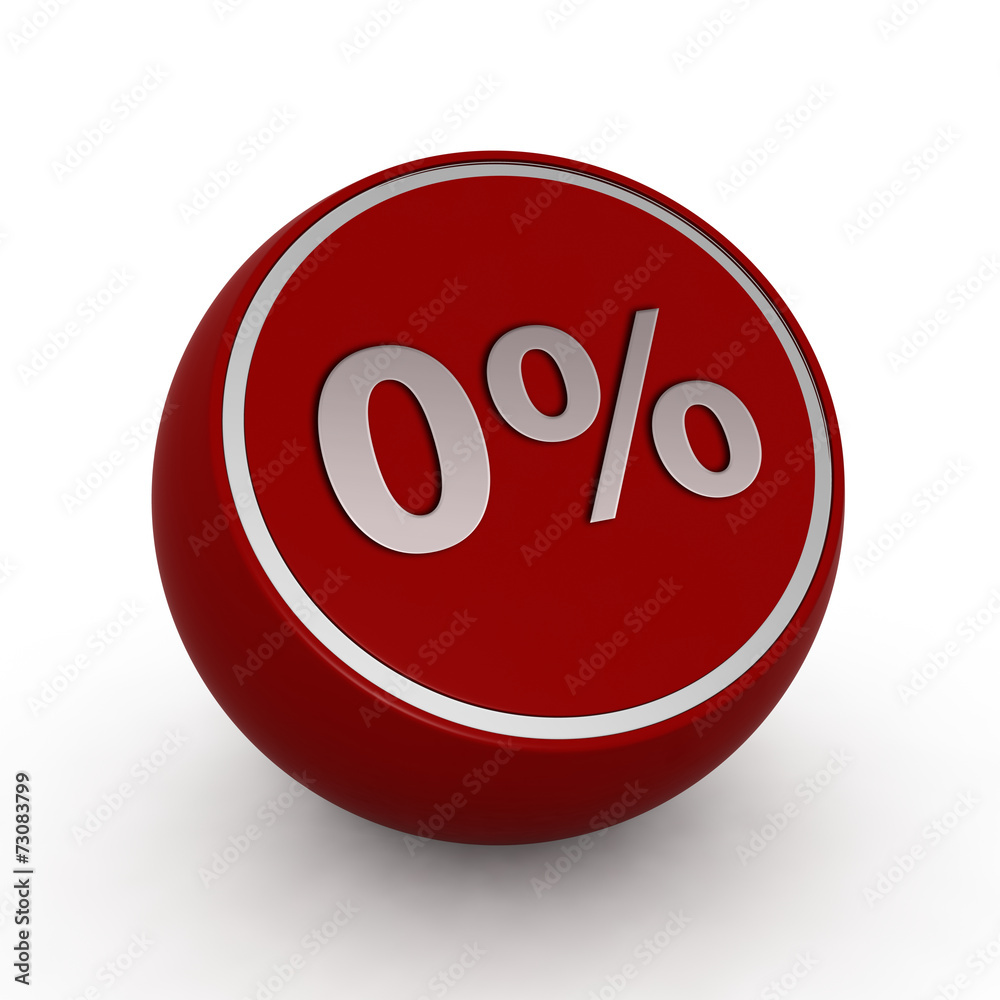 Zero percent circular icon on white background Zero percent circular icon on white background