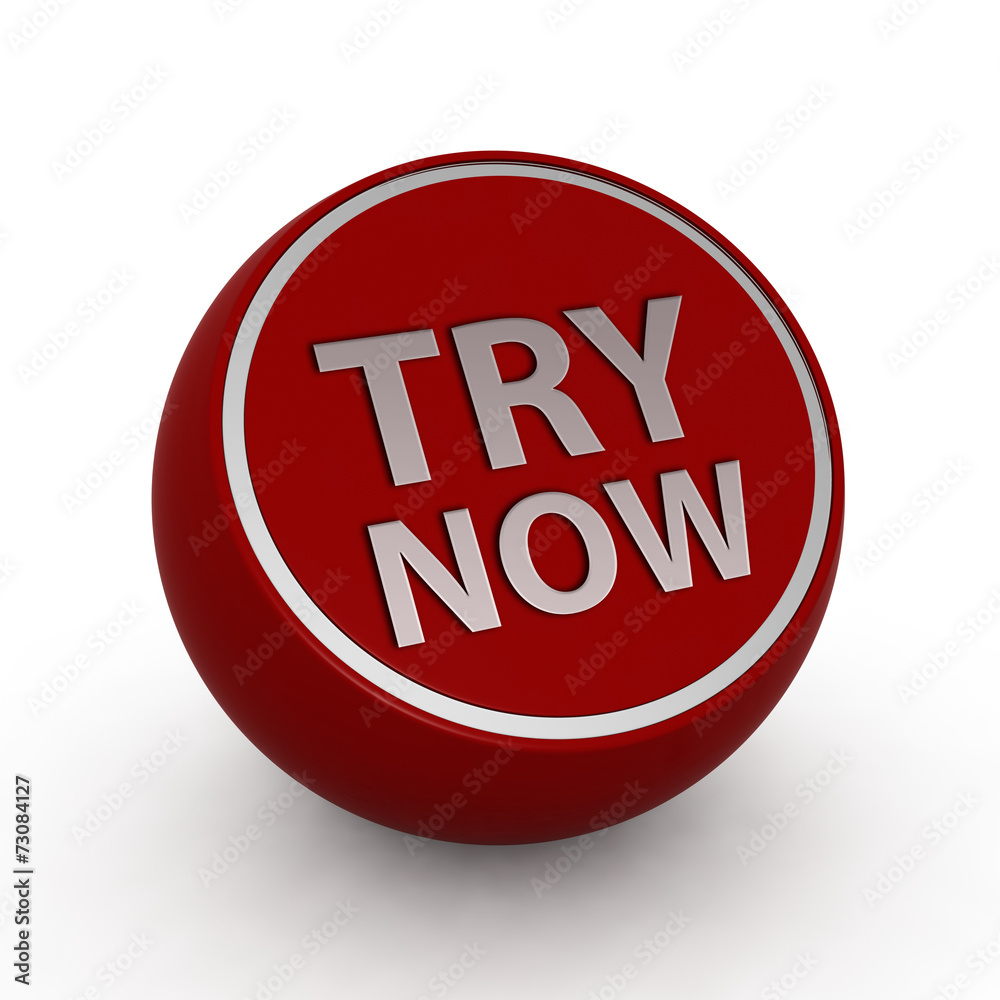 Try now circular icon on white background
