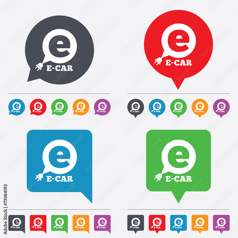 Electric car sign icon. Electric vehicle symbol Electric car sign icon. Electric vehicle symbol