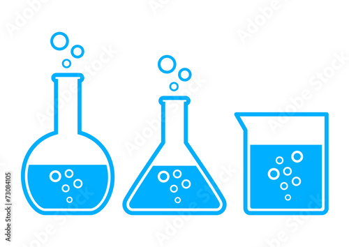 Laboratory glass icons on white background