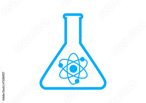 Blue laboratory glass on white background