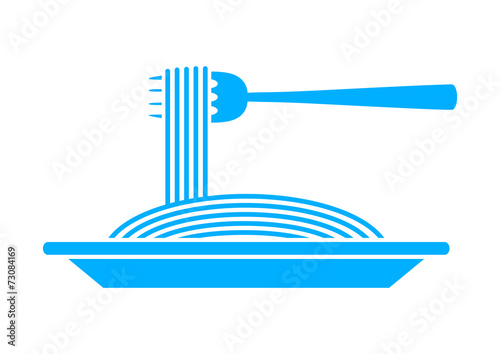 Blue spaghetti icon on white background