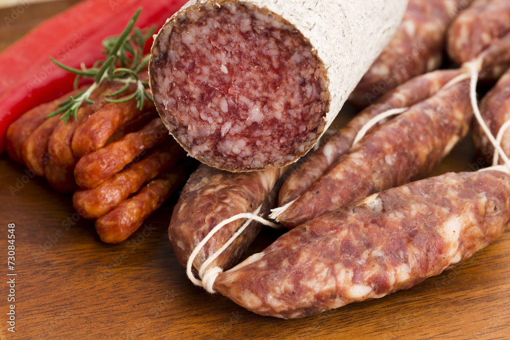 Different sausages and salami Different sausages and salami