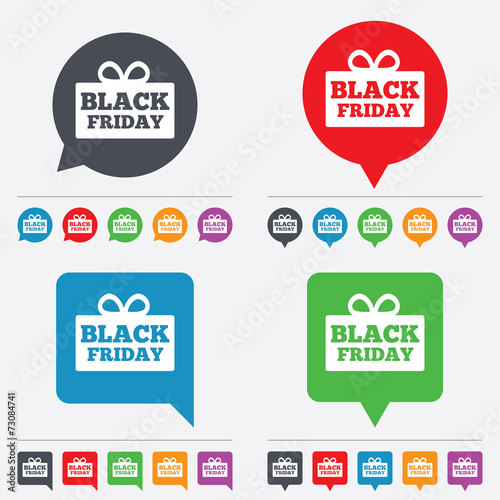 Black friday gift sign icon. Sale symbol.