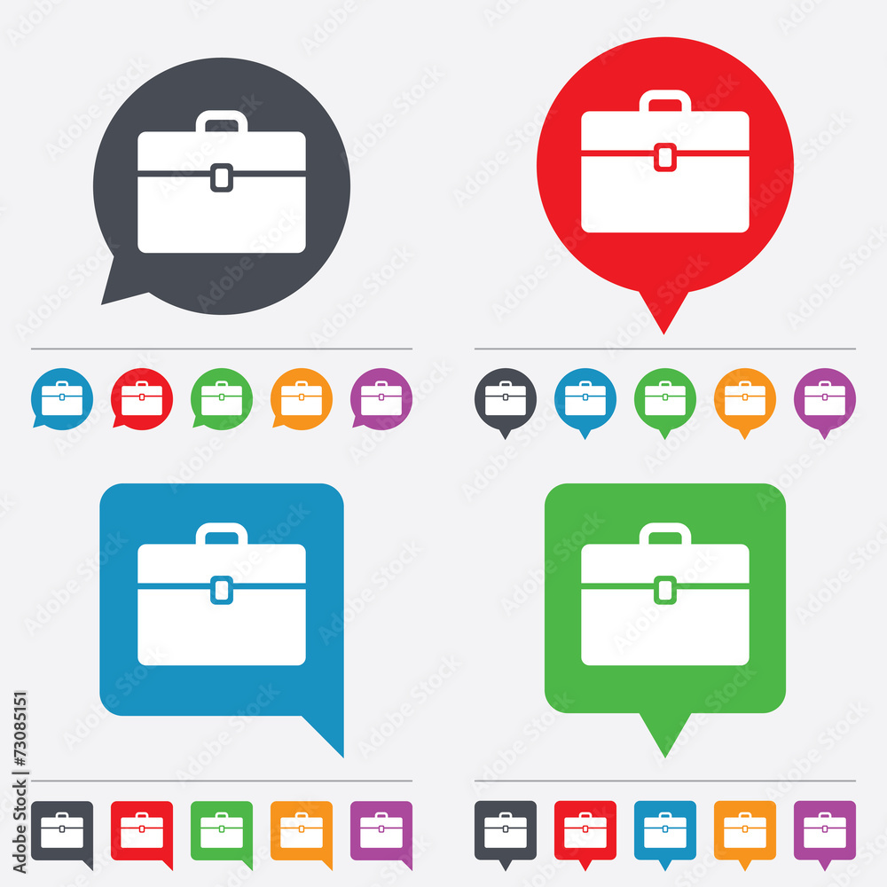 Case sign icon. Briefcase button. Case sign icon. Briefcase button.