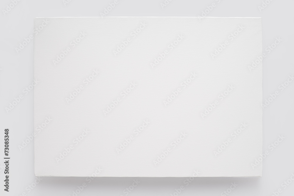 White canvas on stretcher on white wall, clipping path - obrazy, fototapety, plakaty 