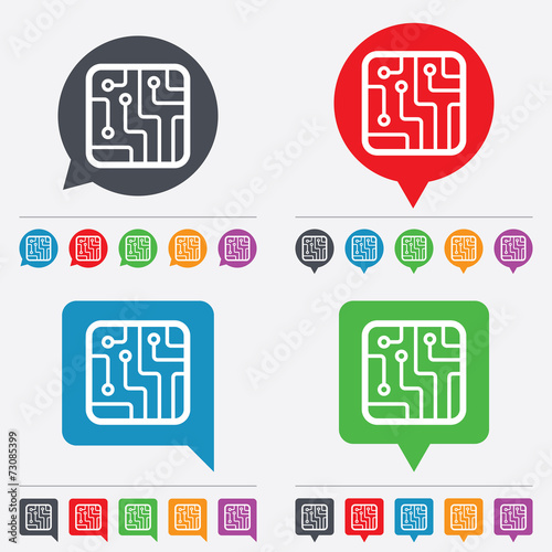 Circuit board sign icon. Technology symbol.