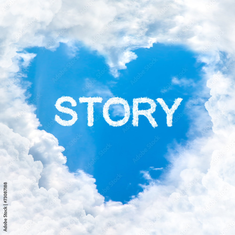 story word cloud blue sky background only