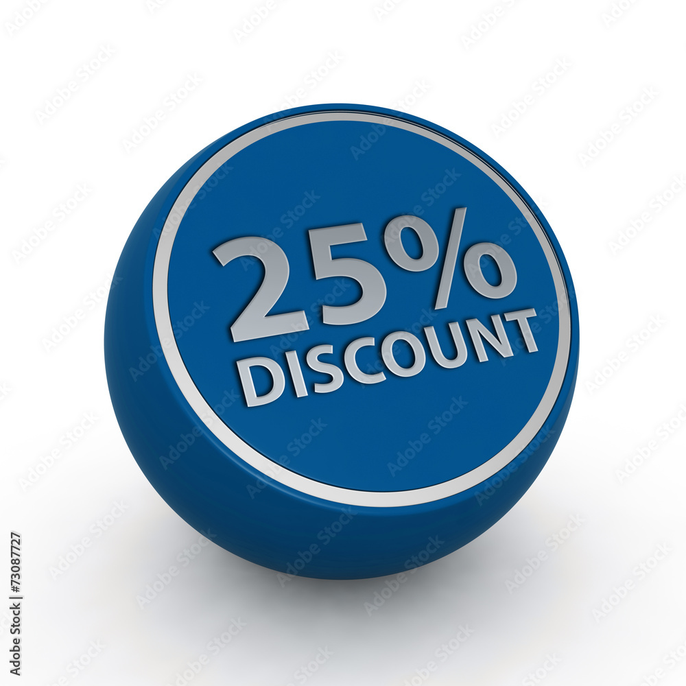 Discount 25 circular icon on white background Discount 25 circular icon on white background