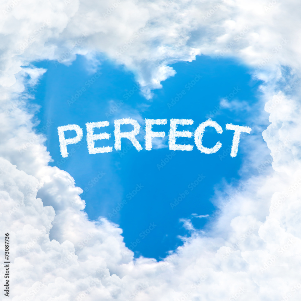 perfect word inside love cloud blue sky only