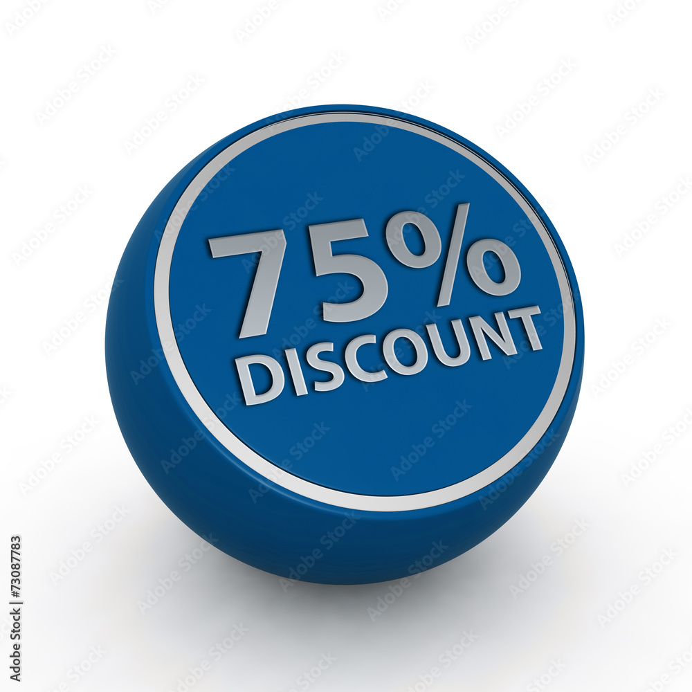 Discount 75 circular icon on white background Discount 75 circular icon on white background