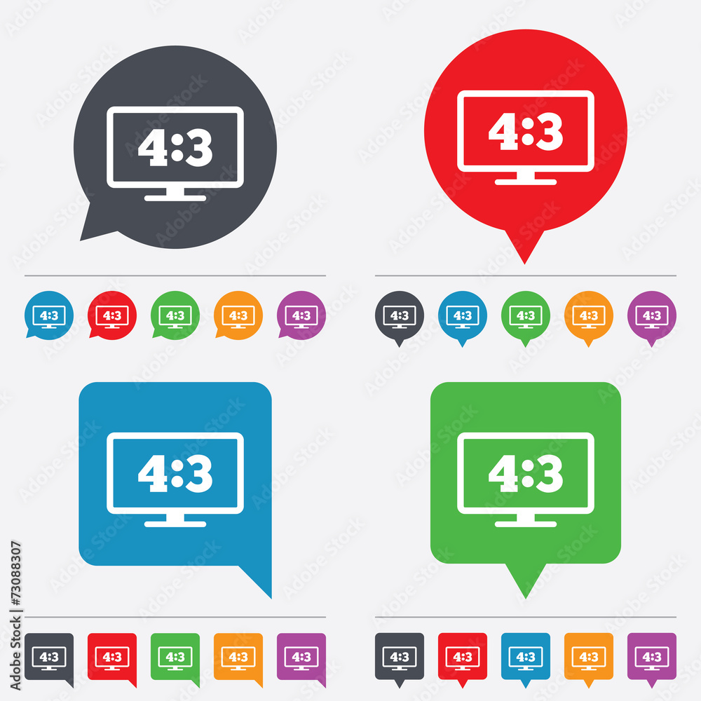 Aspect ratio 4:3 widescreen tv. Monitor symbol. Aspect ratio 4:3 widescreen tv. Monitor symbol.