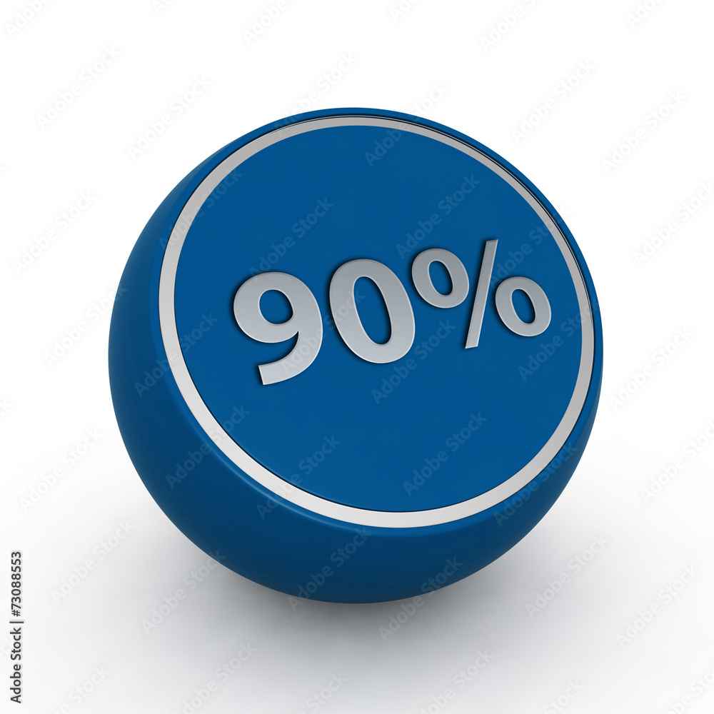 Ninety percent circular icon on white background Ninety percent circular icon on white background