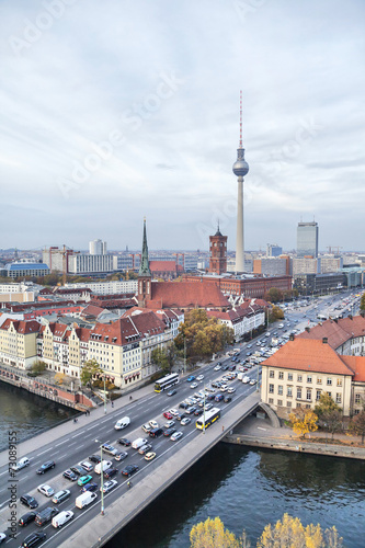 Wallpaper Mural Bridge over river Spree, TV-tower and Rotes Rathaus in Berlin Torontodigital.ca