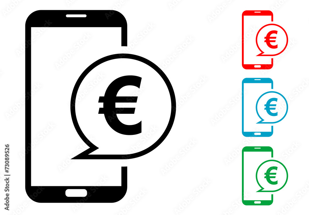 Pictograma mensaje euro smartphone con varios colores Pictograma mensaje euro smartphone con varios colores