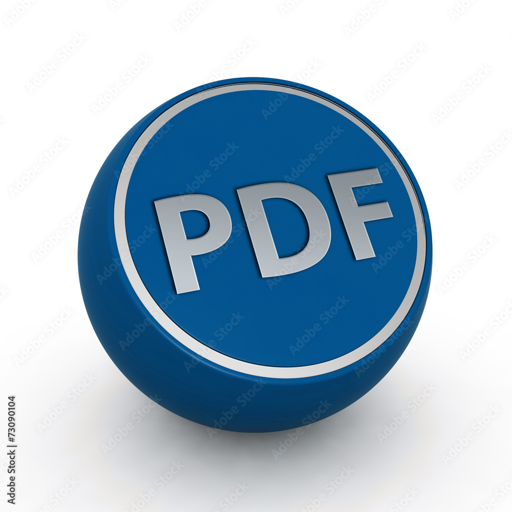 Pdf circular icon on white background Pdf circular icon on white background