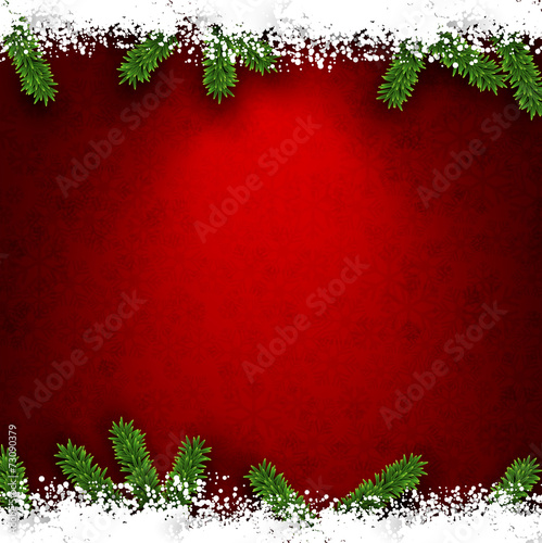 Fir and snow christmas frame.
